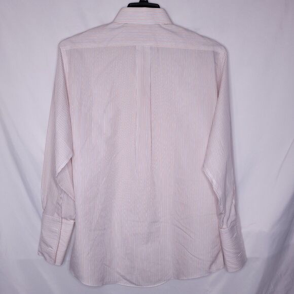 Brooks Brothers Dress Shirt Mens 15.5 Striped Orange, Blue, White French Cuff - Picture 5 of 10